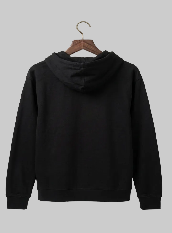 The Classic Collective Hoodie — black on hanger, back view | 707 Official hoodie