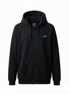 The Collective Black Hoodie — black front view, no hanger | 707 Official zip hoodie